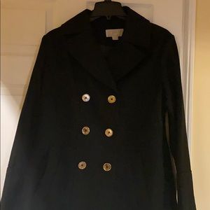 MICHAEL Michael Kors Wool-Blend Black Pea Coat